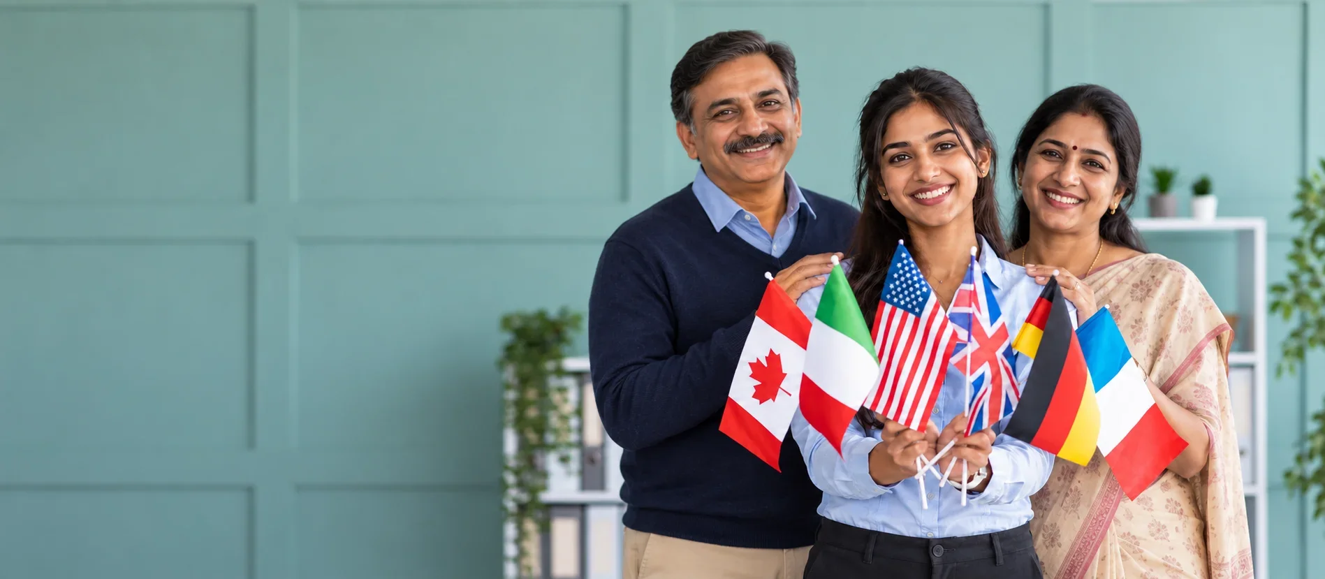 Proud Family of Student at departure for study abroad with Versatile Overseas Consultants
