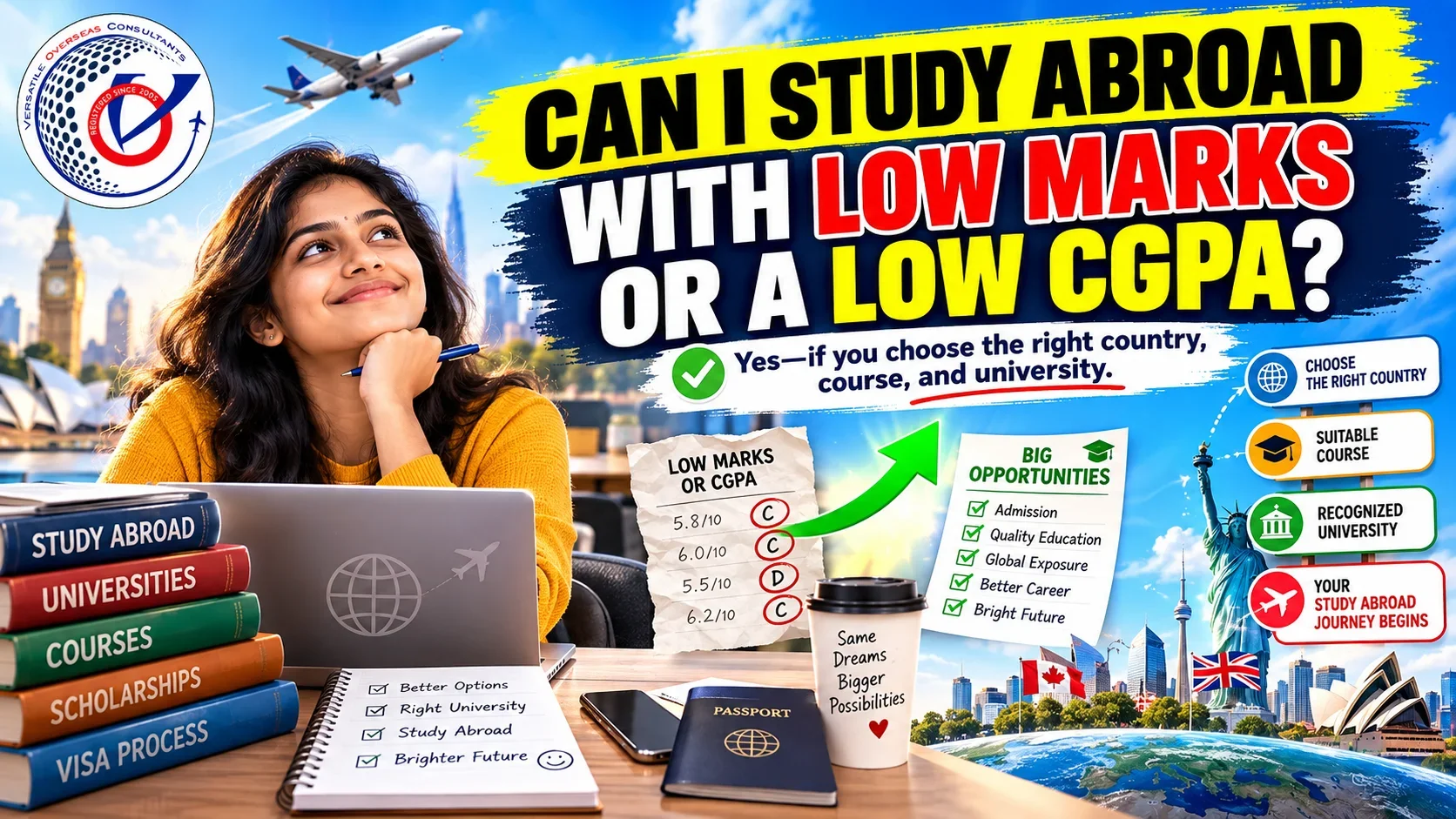 Can I Study Abroad with Low Marks or a Low CGPA?