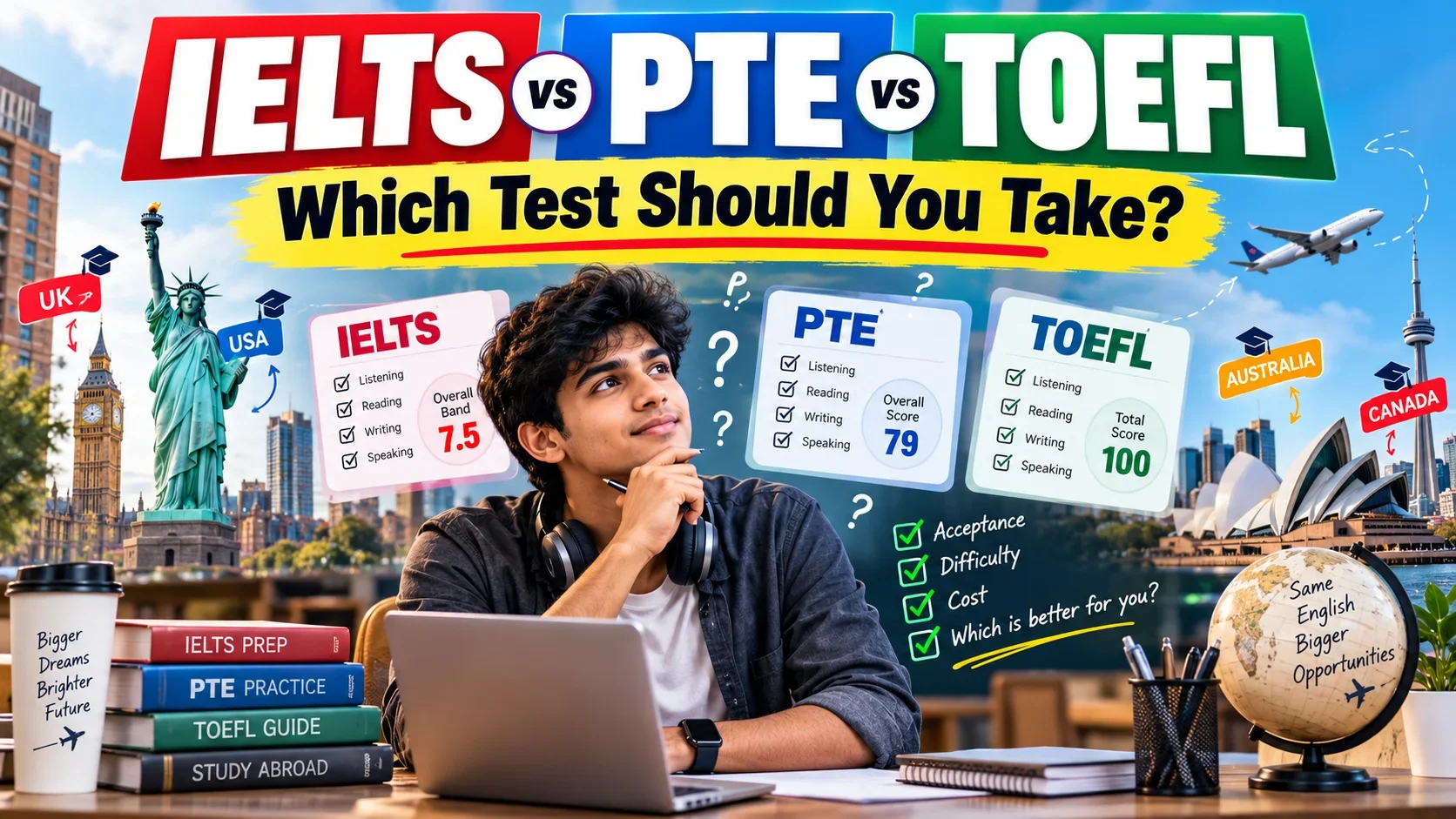 IELTS vs PTE vs TOEFL: Which Test Should You Take?